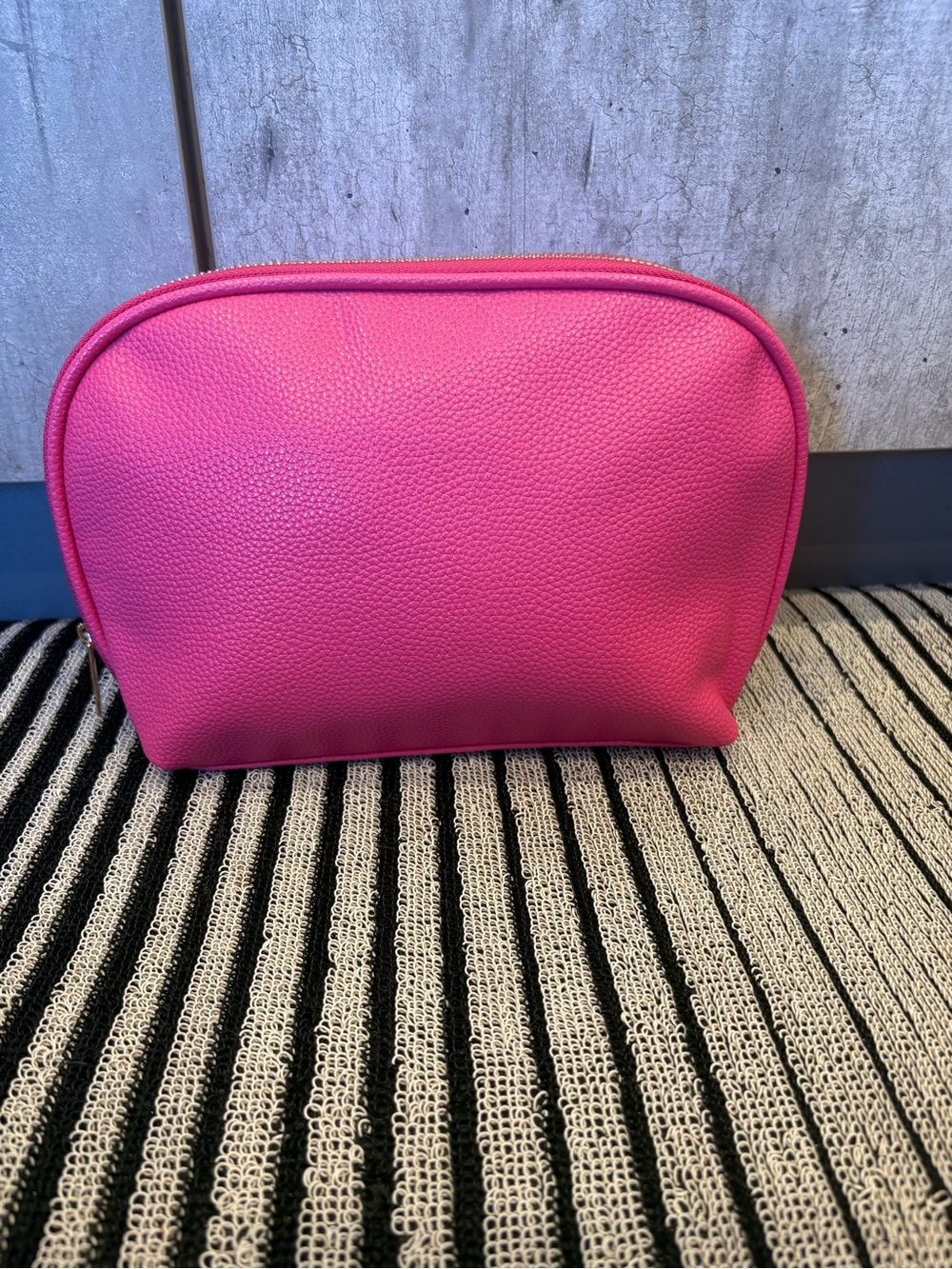 Neiman Marcus Hot Pink Pebbled Cosmetic Pouch